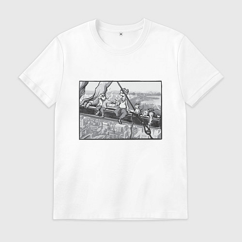 Мужская футболка Обед на небоскрёбе - пародия / Белый – фото 1