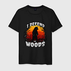 Футболка хлопковая мужская Медведь I defend the woods, цвет: черный