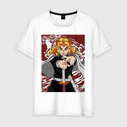 Мужская футболка Огненный тигр Ренгоку / Белый – фото 1