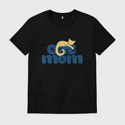 Футболка хлопковая мужская Cat Mom, цвет: черный