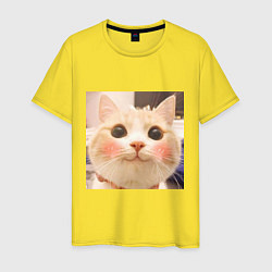 Футболка хлопковая мужская Мем про котов, цвет: желтый