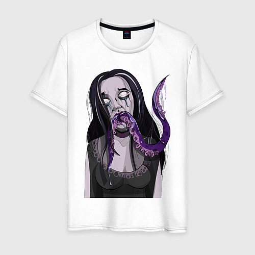 Мужская футболка Девушка с осьминогом / Белый – фото 1