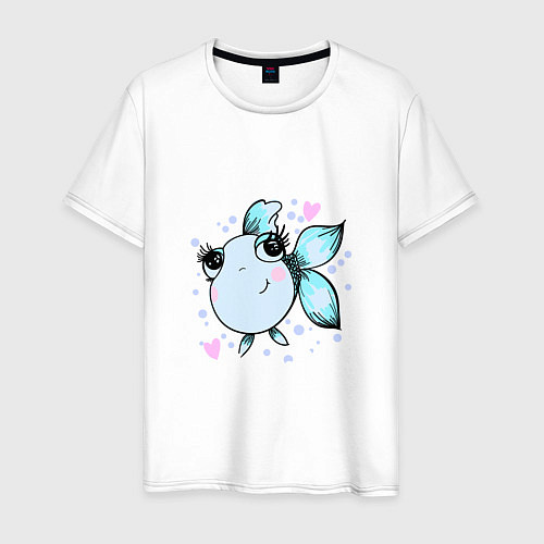 Мужская футболка Рыбка и сердечки / Белый – фото 1