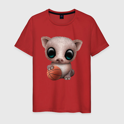 Мужская футболка Свинка - Баскетбол / Красный – фото 1