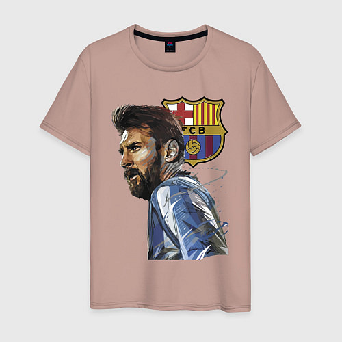 Мужская футболка Lionel Messi Barcelona Argentina Striker / Пыльно-розовый – фото 1