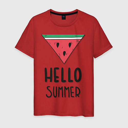 Мужская футболка HELLO SUMMER / Красный – фото 1