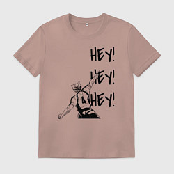 Футболка хлопковая мужская ХЕЙ! ХЕЙ! ХЕЙ! Юу Нишиноя Haikyu!!, цвет: пыльно-розовый