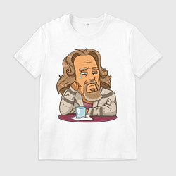 Футболка хлопковая мужская Грустный Джеффри, цвет: белый