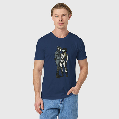 Мужская футболка Влюблённые мотоциклисты / Тёмно-синий – фото 3