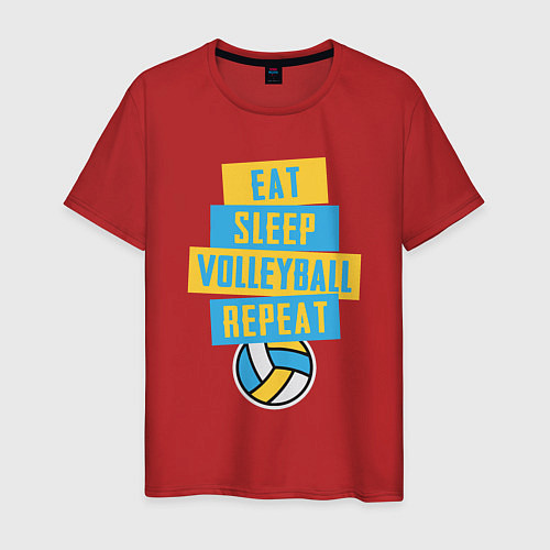 Мужская футболка Еда, сон, волейбол / Красный – фото 1