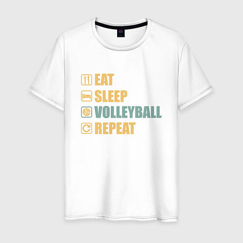 Мужская футболка Есть, спать, волейбол / Белый – фото 1