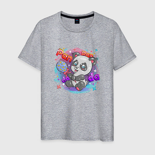 Мужская футболка Милая Панда Cute panda / Меланж – фото 1