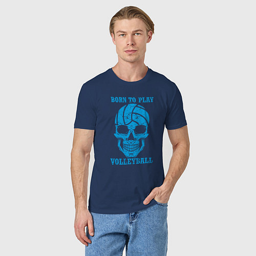 Мужская футболка Рождён для волейбола / Тёмно-синий – фото 3