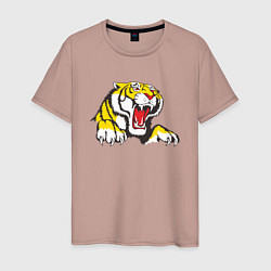 Футболка хлопковая мужская Тигр, цвет: пыльно-розовый