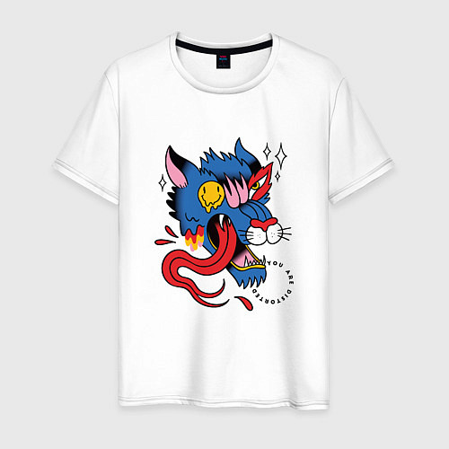 Мужская футболка Trippy Surreal Wolf Tatto / Белый – фото 1