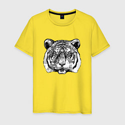 Футболка хлопковая мужская Тигр голова, цвет: желтый