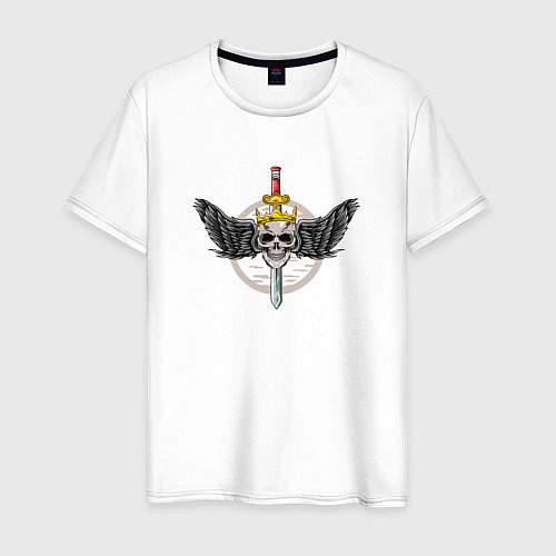 Мужская футболка Череп с крыльями и мечом / Белый – фото 1
