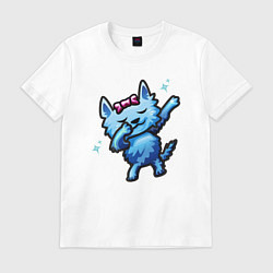 Футболка хлопковая мужская Dab Cat, цвет: белый