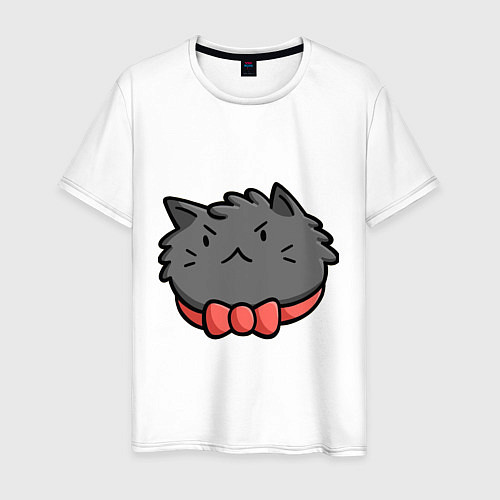 Мужская футболка Серьезный кот с бантиком / Белый – фото 1