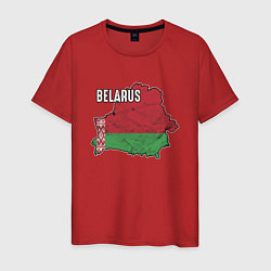 Футболка хлопковая мужская Belarus Map, цвет: красный