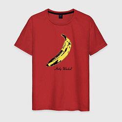 Футболка хлопковая мужская Банан, Энди Уорхол, цвет: красный