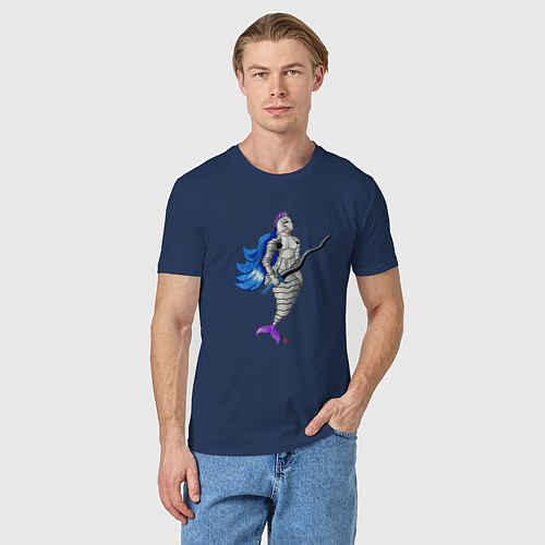 Мужская футболка Русалка в доспехах / Тёмно-синий – фото 3