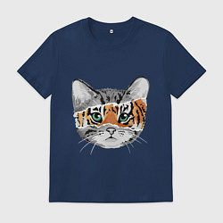 Футболка хлопковая мужская Тигровый гот, цвет: тёмно-синий