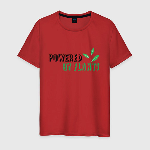 Мужская футболка Powered By Plants / Красный – фото 1