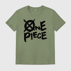 Футболка хлопковая мужская One Piece Большой куш лого, цвет: авокадо