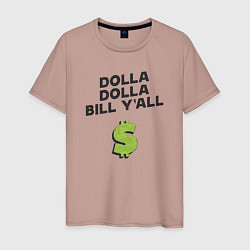 Футболка хлопковая мужская Dolla Bill Yall, цвет: пыльно-розовый