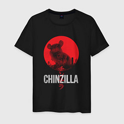 Футболка хлопковая мужская Chinzilla white, цвет: черный