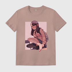 Футболка хлопковая мужская Нагаторо в школе, цвет: пыльно-розовый