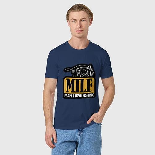 Мужская футболка MILF / Тёмно-синий – фото 3