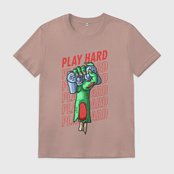 Футболка хлопковая мужская Play Hard, цвет: пыльно-розовый