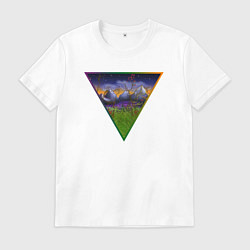 Футболка хлопковая мужская Невероятный пейзаж, цвет: белый