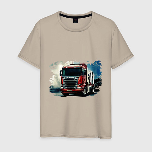 Мужская футболка SCANIA Дальнобой / Миндальный – фото 1