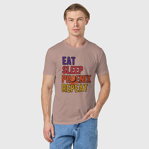 Мужская футболка Eat, Sleep, Phoenix / Пыльно-розовый – фото 3