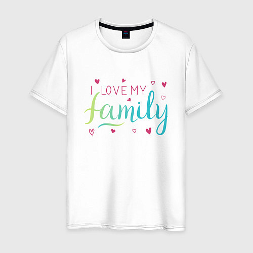 Мужская футболка I love my family, сердечки / Белый – фото 1