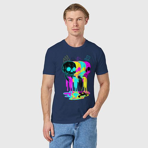 Мужская футболка 4 ЧЕРЕПА SKULLS NEON / Тёмно-синий – фото 3