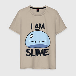 Футболка хлопковая мужская I AM SLIME, Я СЛИЗЬ, цвет: миндальный