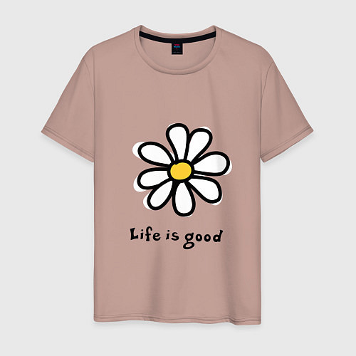 Мужская футболка LIFE IS GOOD / Пыльно-розовый – фото 1