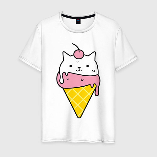 Мужская футболка Ice Cream Cat / Белый – фото 1