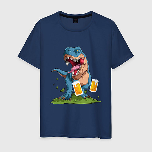 Мужская футболка Пивозавр / Тёмно-синий – фото 1