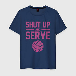 Футболка хлопковая мужская Shut Up And Serve, цвет: тёмно-синий