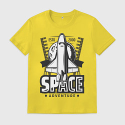 Футболка хлопковая мужская Космический корабль, цвет: желтый