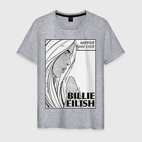 Мужская футболка Billie Eilish, Happier Than Ev / Меланж – фото 1