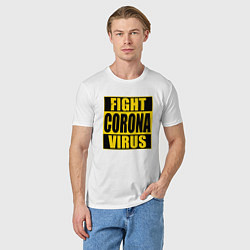 Футболка хлопковая мужская Fight Corona Virus, цвет: белый — фото 2