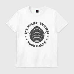 Футболка хлопковая мужская Please Wash Your Hands, цвет: белый