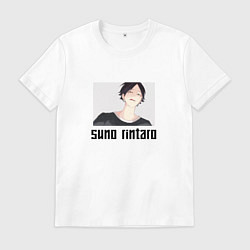 Футболка хлопковая мужская Суна Ринтара Suna Rintaro, цвет: белый