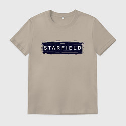 Футболка хлопковая мужская Старфилд - Глитч, цвет: миндальный